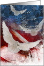 Sympathy Card - Troop Support, Three Doves & American Flag card