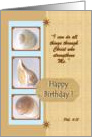 Happy Birthday Seashells - Christ Strengthens Me card