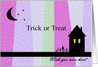 Trick or Treat - Wish you were here - Haunted House with cat card