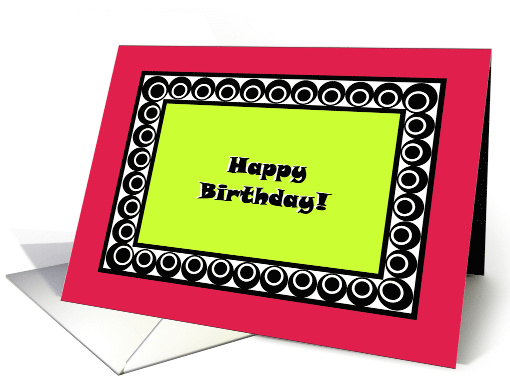 Happy Birthday, lime green, red tribal border card (754605)