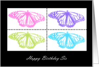 Birthday Butterflies - Sister - Modern Pop Art card