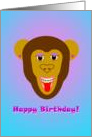 Happy Birthday - Smiling Monkey with Braces - purple and blue card