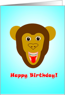 Happy Birthday - Smiling Monkey with Braces - red and blue card