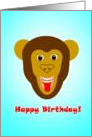 Happy Birthday - Smiling Monkey with Braces - red and blue card