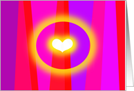 Glowing heart, bright pinks & reds card