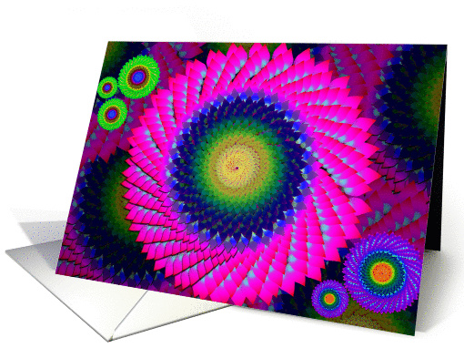 Flower fractal swirly design card (833816)