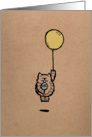 Kitty Balloon - Kraft Look Birthday Card