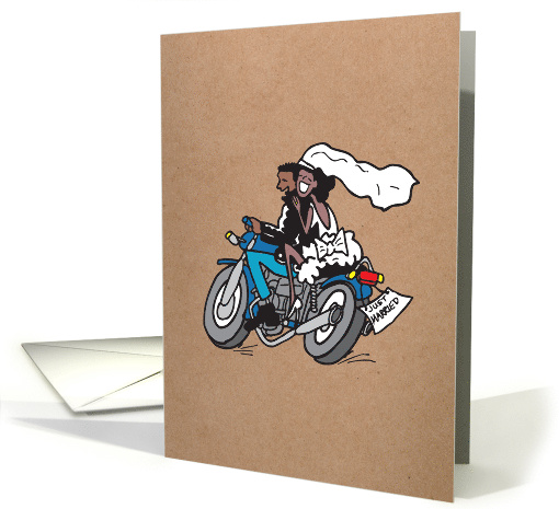 Motorcycle Wedding African American Couple - Kraft Look Wedding card