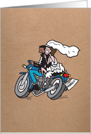 Motorcycle Wedding Interracial Couple - Kraft Look Wedding Card