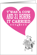 Your 31st Anniversary - cow with horns card
