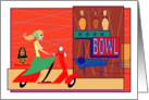 Scooty Girl at the Bowling Alley- blank card