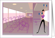 Workout Girl - bar belle card