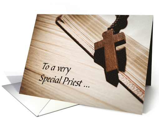 Goodbye to Priest with Wooden Cross and Bible card (1384596)