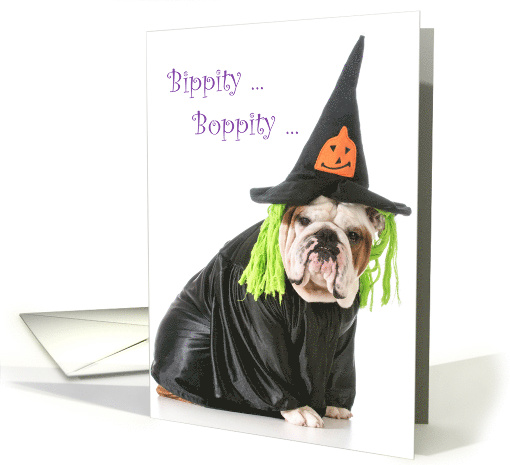 Halloween, English Bulldog in Monster Costume card (1399062)