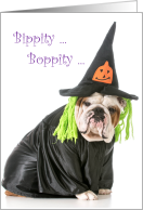 Halloween, English Bulldog in Monster Costume card