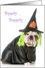 Halloween, English Bulldog in Monster Costume card