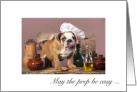 Happy Thanksgiving, English Bulldog in Chef Hat card