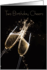 Happy Birthday to a Couple, Champagne Flutes and Ribbon card