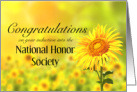 Congratulations, Induction into Nation Honor Society, Sunflower card