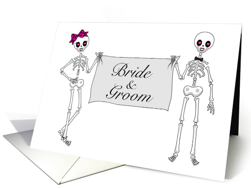 Congratulations Halloween Wedding, Skeleton with Heart card (1406500)