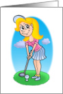 Thank You, Blonde Cartoon Woman Playing Golfing card