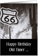 Route 66, Desert, Happy Birthday Old Timer card