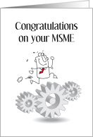 Congratulations MSME, Cartoon Running on Gears card