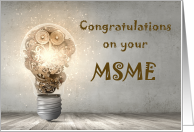 Congratulations on your MSME, Glowing Light bulb with Gears card