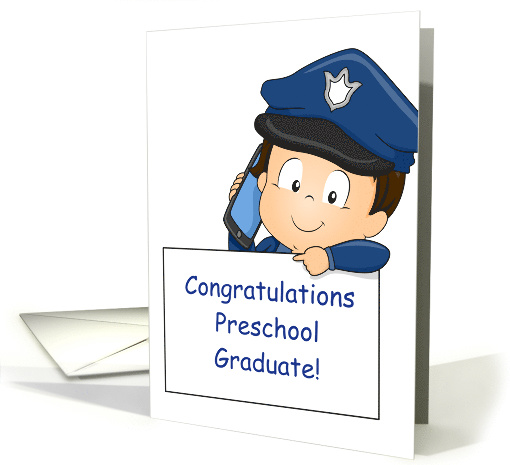 Congratulations Preschool Grad, Little Boy Police Officer card