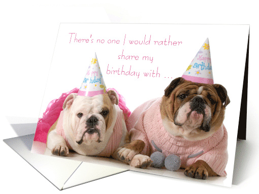 Shared Birthday, Bulldogs in Party Hats card (1580726)