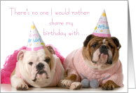 Shared Birthday, Bulldogs in Party Hats card