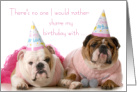 Shared Birthday, Bulldogs in Party Hats card