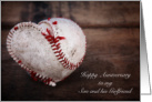 Heart Baseball, Anniversary for Son and Girlfriend card