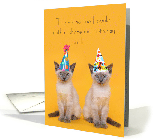 Shared Birthday, Siamese Kittens in Party Hats card (1595384)