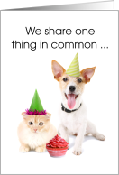Dog and Cat, Funny, Shared Birthday card