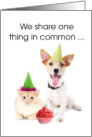 Dog and Cat, Funny, Shared Birthday card