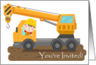 Construction themed, Birthday Invitation card