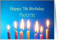 7th Birthday for Twins, Lit Candles card