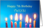 7th Birthday for Twins, Lit Candles card