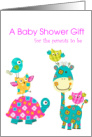 Baby Shower Gift for Parents to Be, Giraffe, Turtle and Birds card