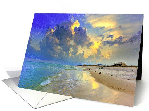 Yellow Blue and Green Florida Beach Seascape card (650469)