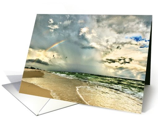 Rainbow Blue Green Florida Beach Sunset card (650474)