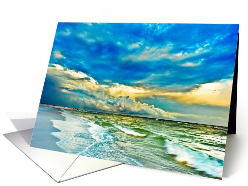 Blue Green Painted Looking Abstract Beach card (650481)