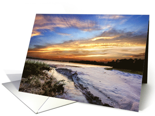 Yellow, blue & Gold Sunset, with Rays and stream card (651132)