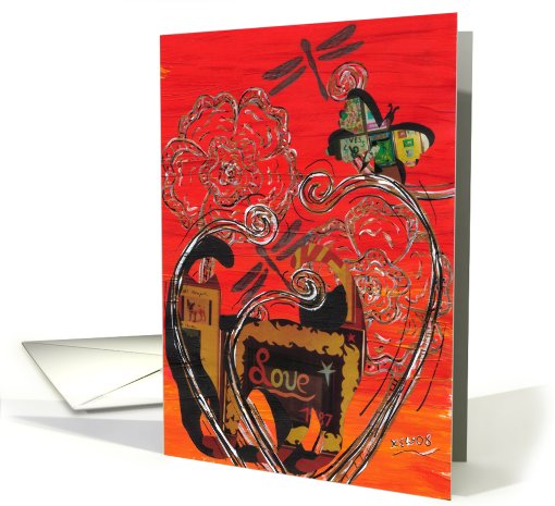 Love Cat and Butterfly card (643674)