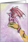 Ready for Takeoff! Cute Dragon on Woman’s Hand card