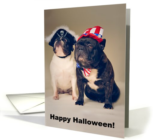 Brindle and Pied French Bulldog Halloween Card card (698053)