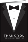 Best man thank you card with tuxedo and bow tie card