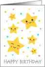 Cute, kawaii stars Happy Birthday Card