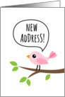 New address moving announcement card with cute, pink bird card